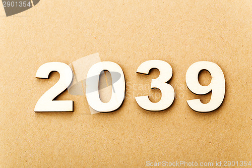 Image of Wooden text for year 2039