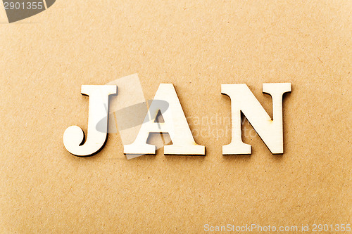 Image of Wooden text for January