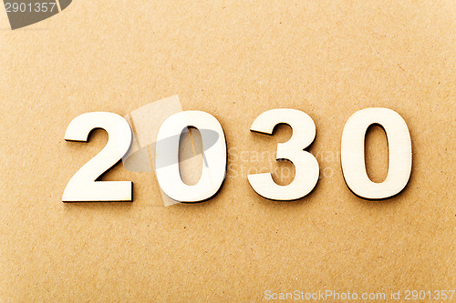 Image of Wooden text for year 2030