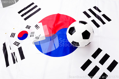 Image of Football and South Korean flag