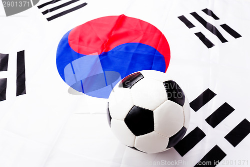 Image of Football and South Korean flag