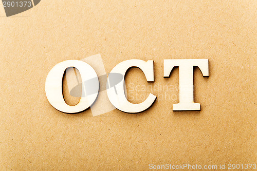 Image of Wooden text for October