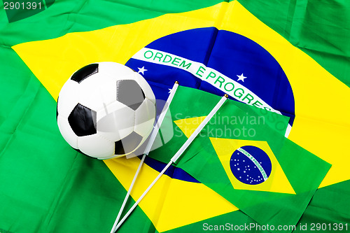 Image of Brazil Flag and soccer ball 