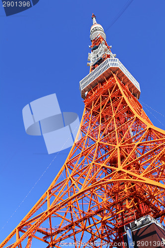 Image of Tokyo tower with clear blue sky