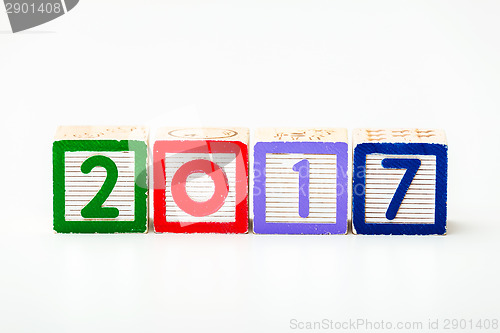 Image of Wooden block for year 2017
