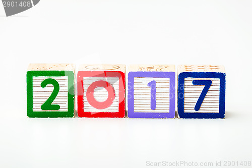 Image of Wooden block for year 2017