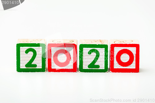 Image of Wooden block for year 2020