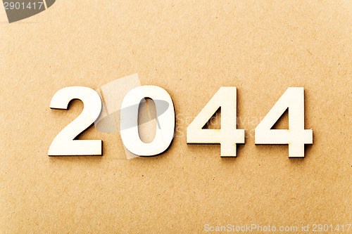 Image of Wooden text for year 2044