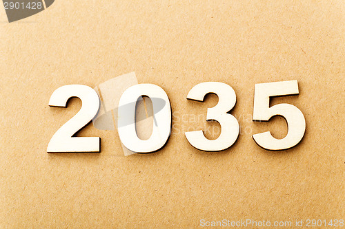 Image of Wooden text for year 2035