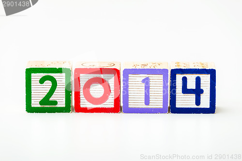 Image of Wooden block for year 2014