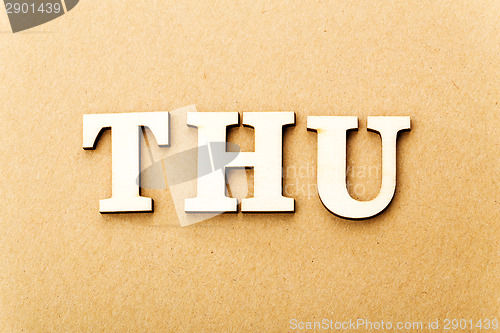 Image of Wooden text for Thursday