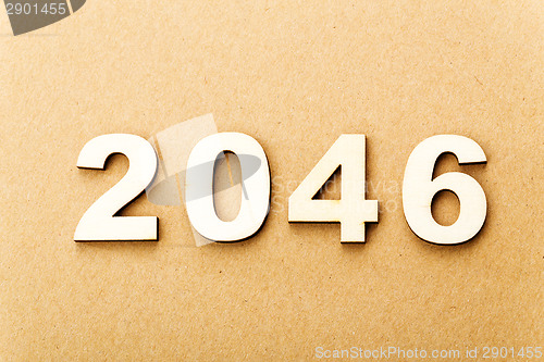 Image of Wooden text for year 2046