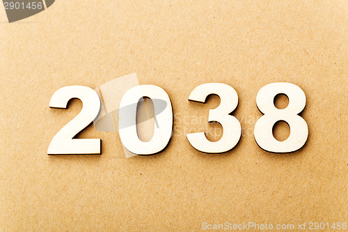 Image of Wooden text for year 2038