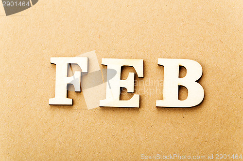 Image of Wooden text for February