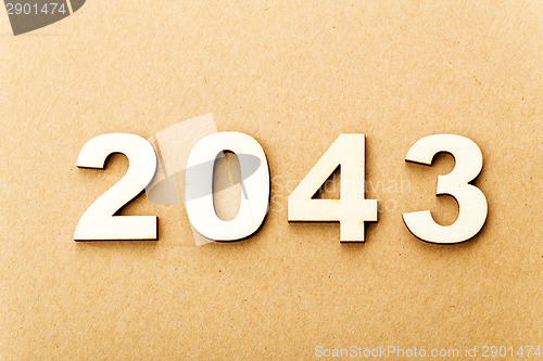 Image of Wooden text for year 2043