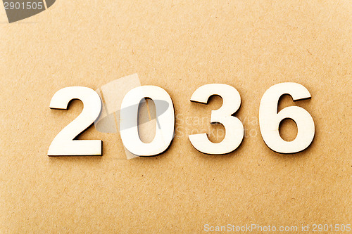 Image of Wooden text for year 2036