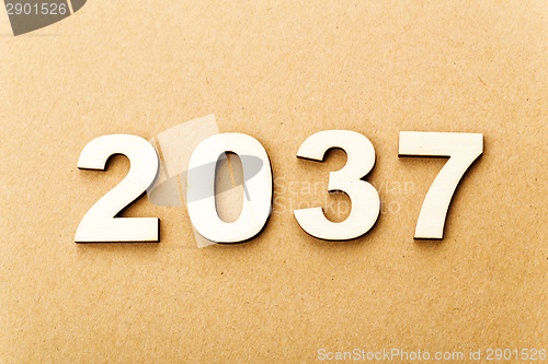 Image of Wooden text for year 2037