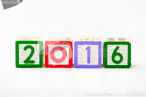 Image of Wooden block for year 2016