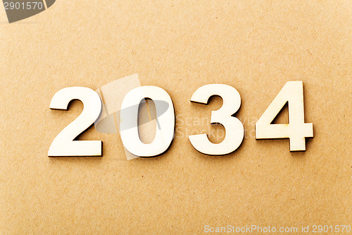 Image of Wooden text for year 2034