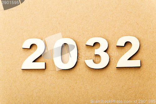 Image of Wooden text for year 2032