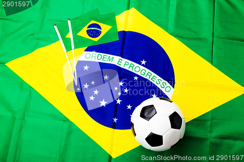 Image of Soccer ball with brazilian flag 