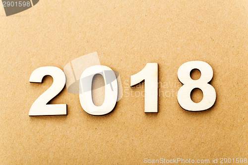 Image of Wooden text for year 2018