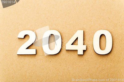 Image of Wooden text for year 2040