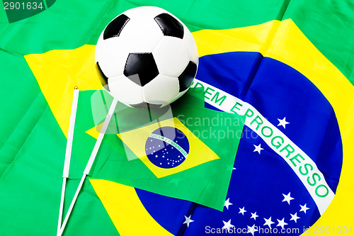 Image of Brazilian flag and soccer ball