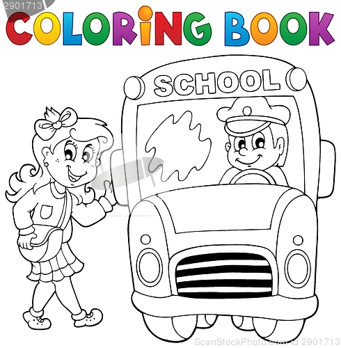 Image of Coloring book school bus theme 3