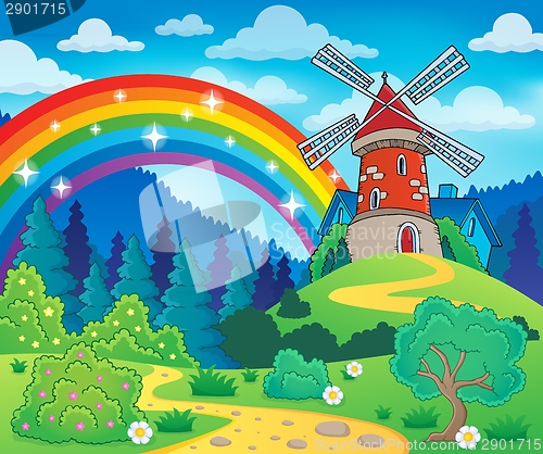Image of Spring theme with windmill