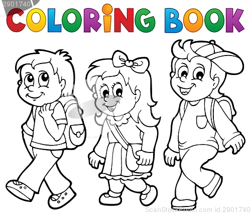 Image of Coloring book school kids theme 2