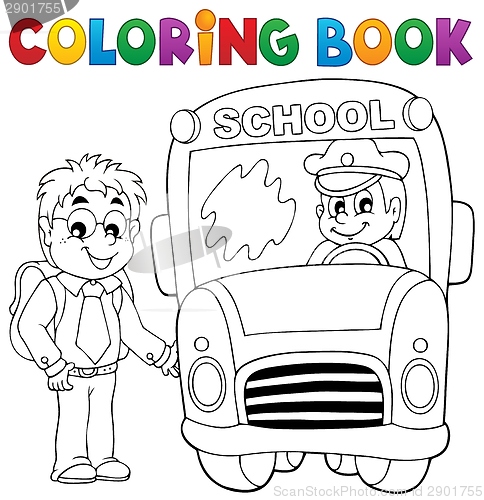 Image of Coloring book school bus theme 4