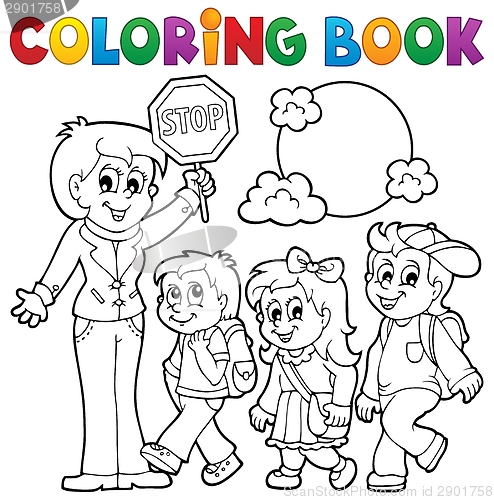 Image of Coloring book school kids theme 1