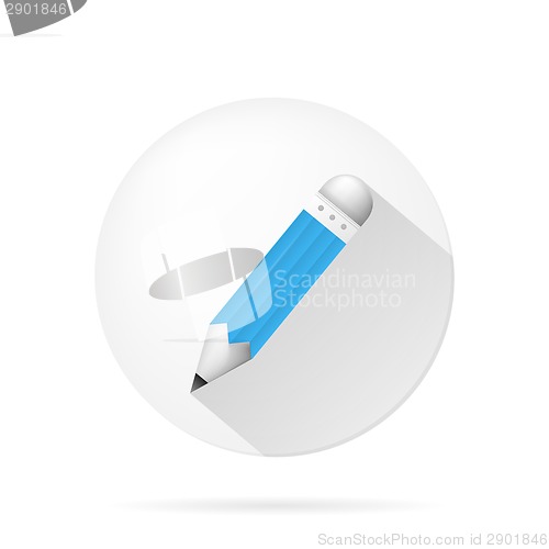 Image of vector icon for blog. Blue pencil.