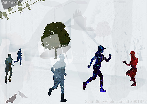 Image of People running
