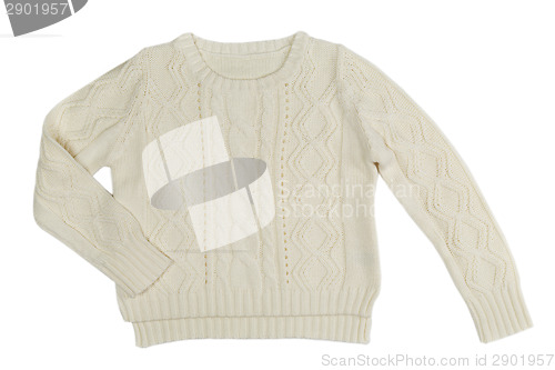 Image of Warm gray knitted sweater with a pattern
