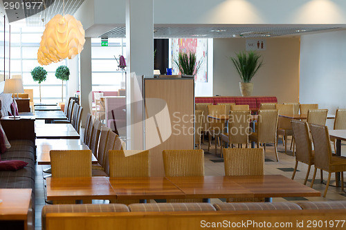 Image of interior of the cafe in the morning
