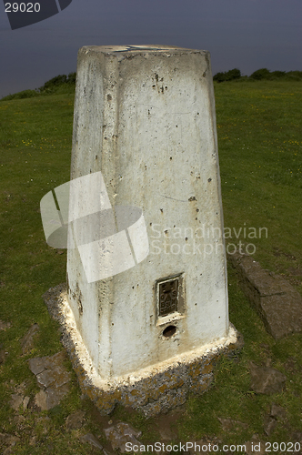 Image of Ordinance survey trig point sand point England uk