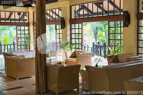 Image of tropical hotel lobby