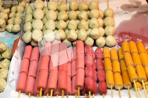 Image of skewers with sausage asia kitchen