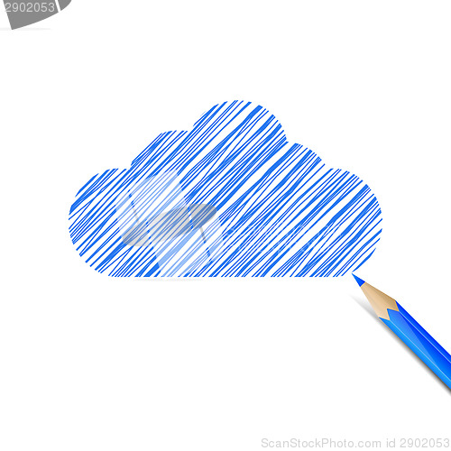 Image of Blue cloud drawn with pencil