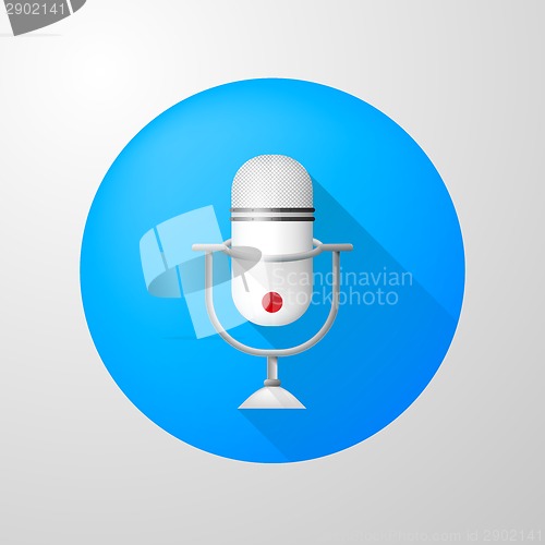 Image of Vector icon for blog. White vertical microphone
