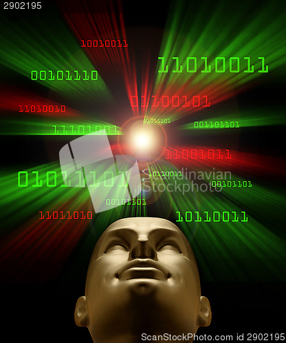 Image of Artifical intelligence as symbolized by green and red binary cod