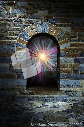 Image of Magical vortex in a stone arch doorway