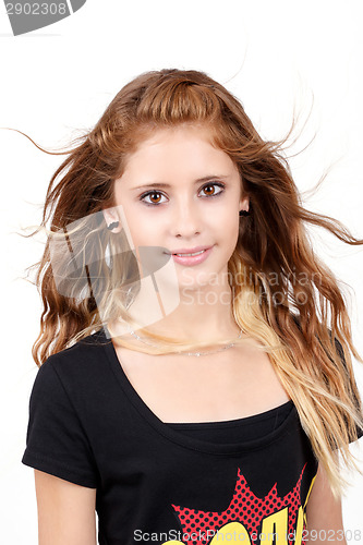 Image of Studio portrait of young beautiful girl