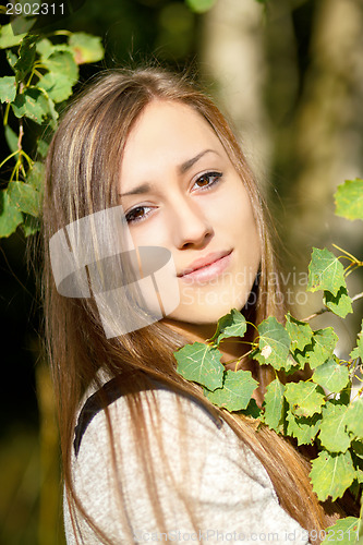 Image of Portrait of a charming lady woman girl outdoor
