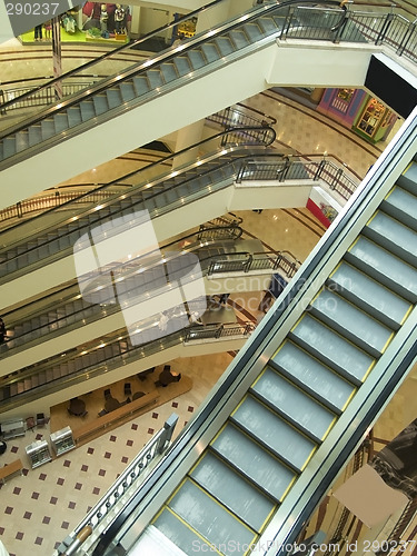 Image of Escalators at shopping mall