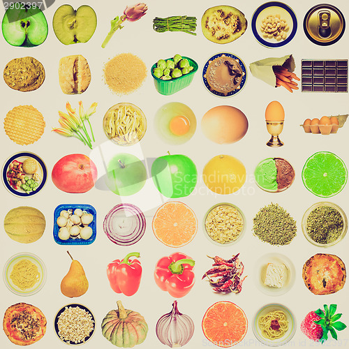 Image of Retro look Food collage isolated