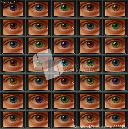 Image of Video screens of eyes with different color pupils