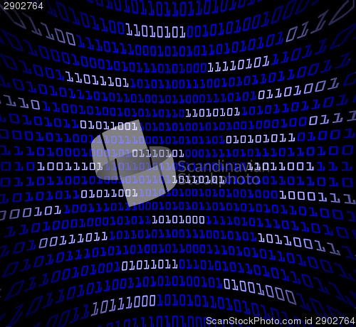 Image of Blue digital code distorted